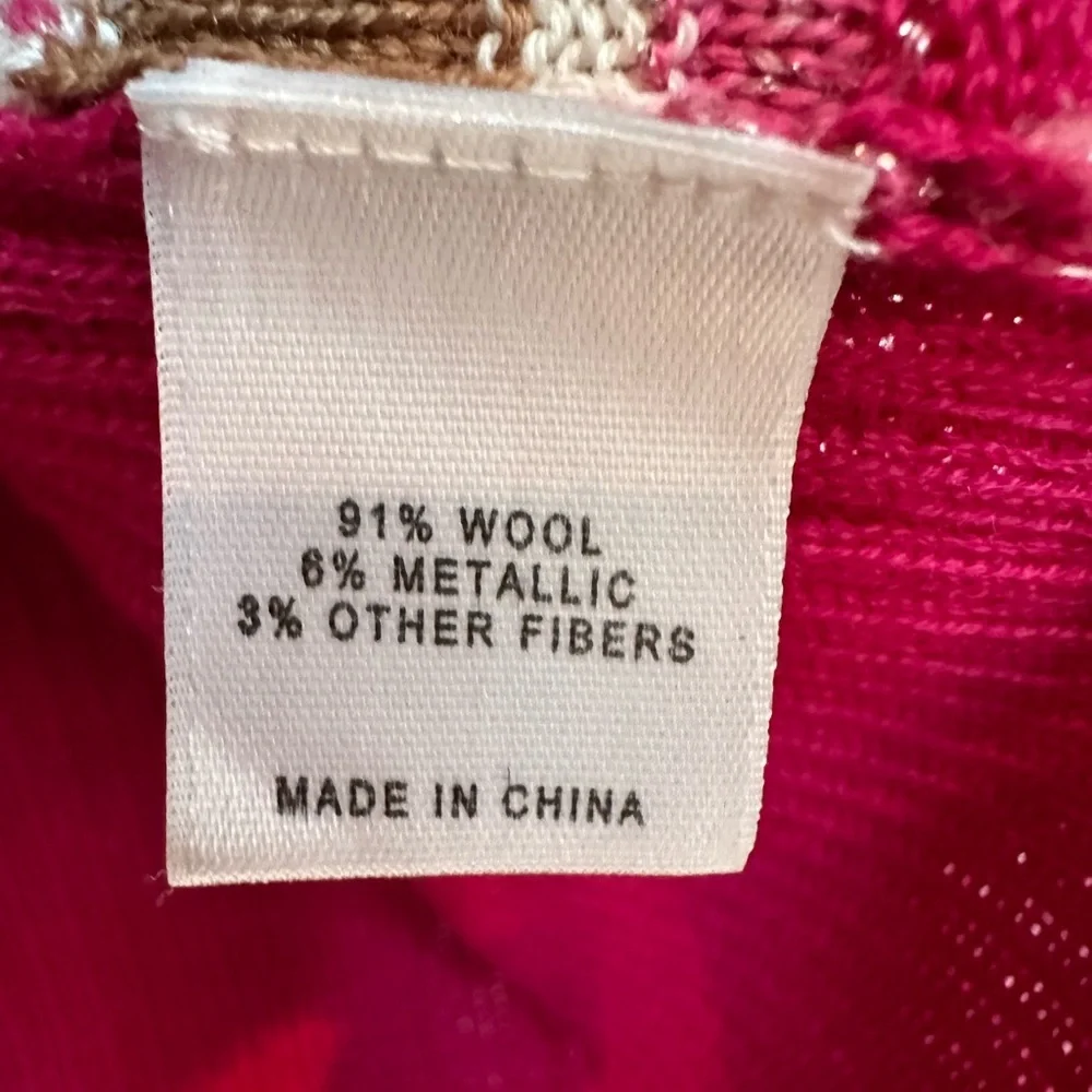 St. John Wool Magenta Shimmer Metallic Ribbed Striped Sleeveless Sweater Size S - Picture 8 of 10